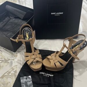 Authentic YSL Saint Laurent Beige Platform Heels